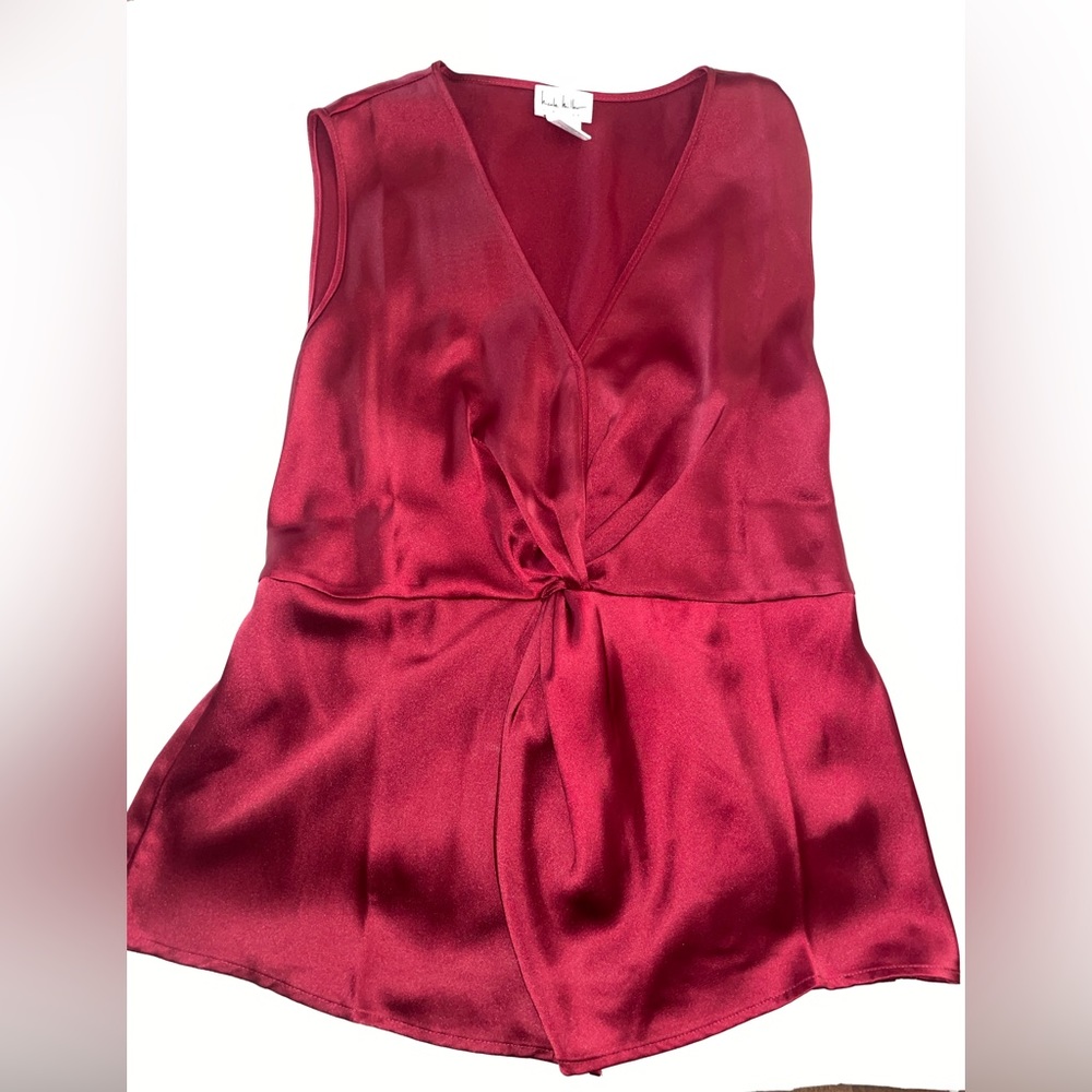 Nicole Miller Red Satin Blouse